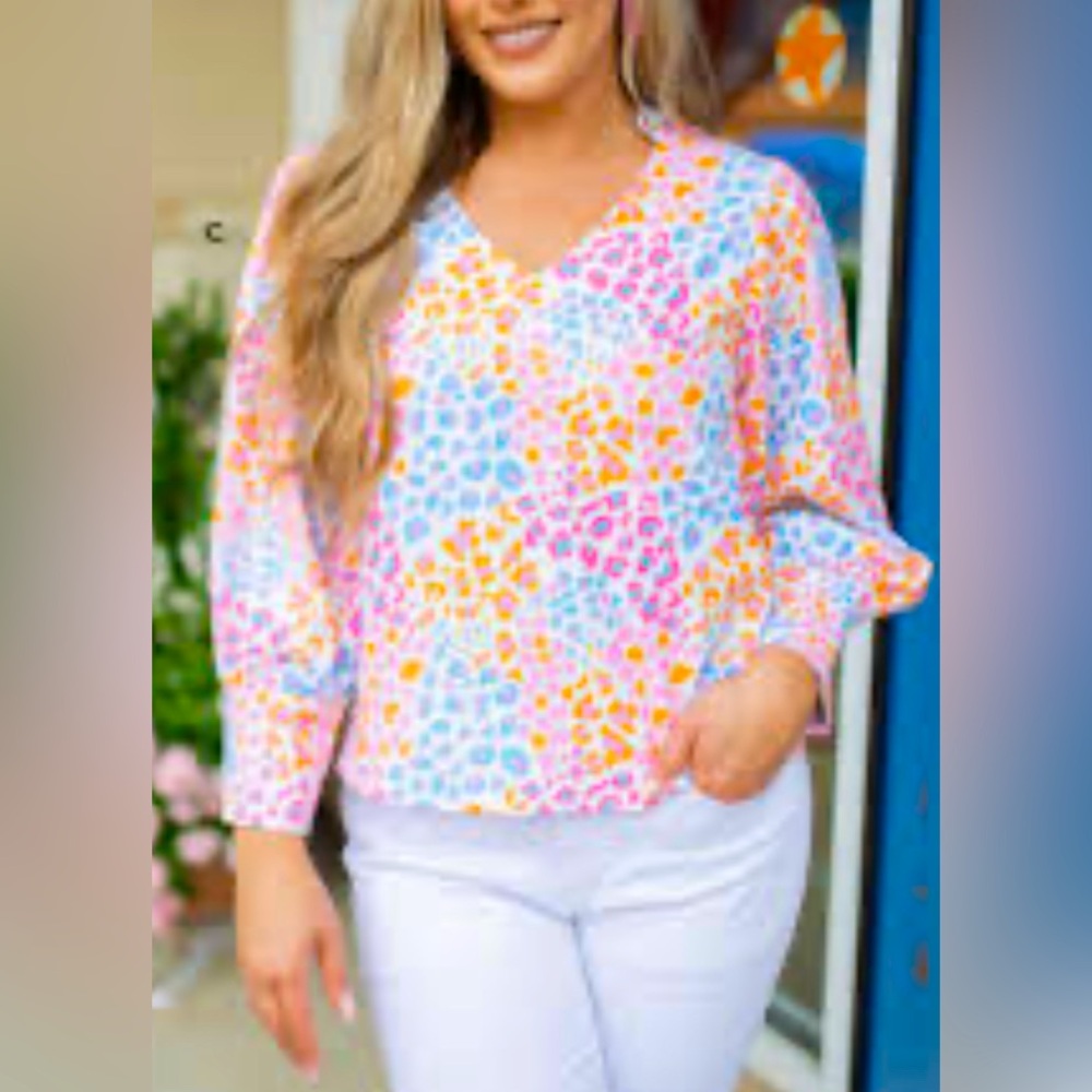 Michelle McDowell Jordan Wild Safari Leopard Women's Top M Multi Color Career